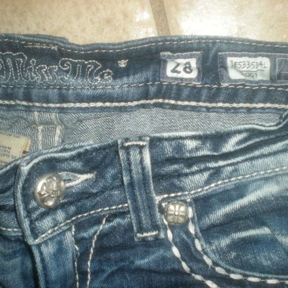 Miss Me Blue Boot Cut Jeans with Silver Embellishments - Picture 4 of 10